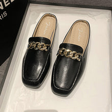 Load image into Gallery viewer, PU Leather Square Toe Flat Loafers