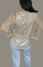 Load image into Gallery viewer, Crochet Metallic Tie Cardigan