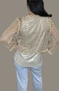 Crochet Metallic Tie Cardigan