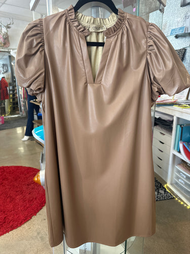 Brown Pleather Dress Large