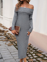 Load image into Gallery viewer, Devine Off-Shoulder Long Sleeve Wrap Dress