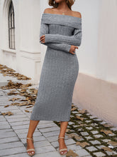 Load image into Gallery viewer, Devine Off-Shoulder Long Sleeve Wrap Dress