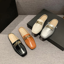 Load image into Gallery viewer, PU Leather Square Toe Flat Loafers