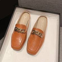 Load image into Gallery viewer, PU Leather Square Toe Flat Loafers