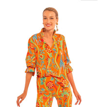 Load image into Gallery viewer, Gretchen Scott Ruffleneck Tunic- Jungle Symphony