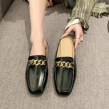 Load image into Gallery viewer, PU Leather Square Toe Flat Loafers