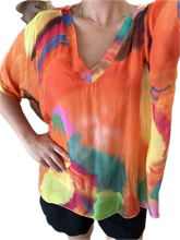 Load image into Gallery viewer, Made In Italy V-Neck Silk Top One Size