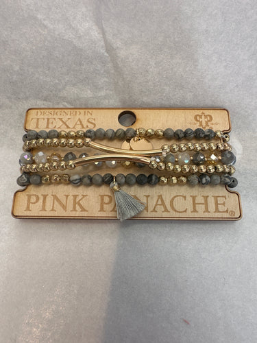 Pink Panache Gray Bead Bracelet