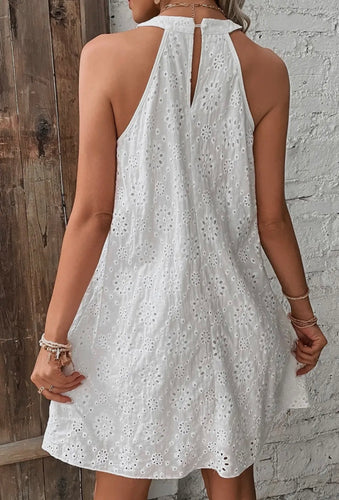 Boho Eyelet Halter Dress