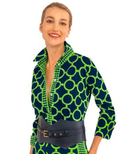 Load image into Gallery viewer, Gretchen Scott Boyfriend Shirt Dip &amp; Dots Navy