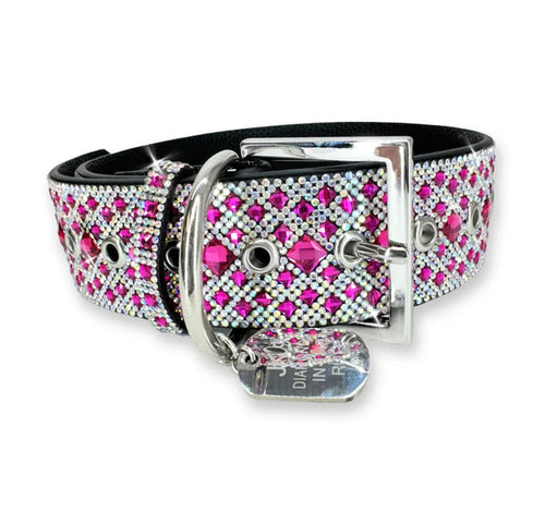 Jacqueline Kent Chocolate Rose - Pink Silver Dog Collar