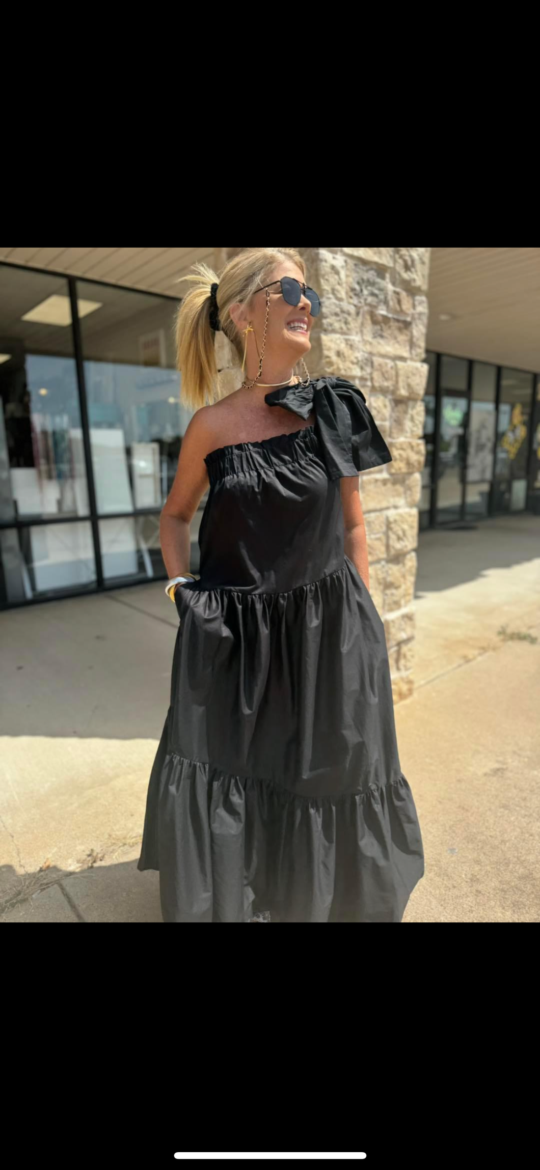 One Shoulder Ruffle Bottom Maxi Dress