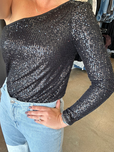 Black Sequin Bodysuit