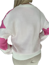 Load image into Gallery viewer, White and Pink Heart Sweater