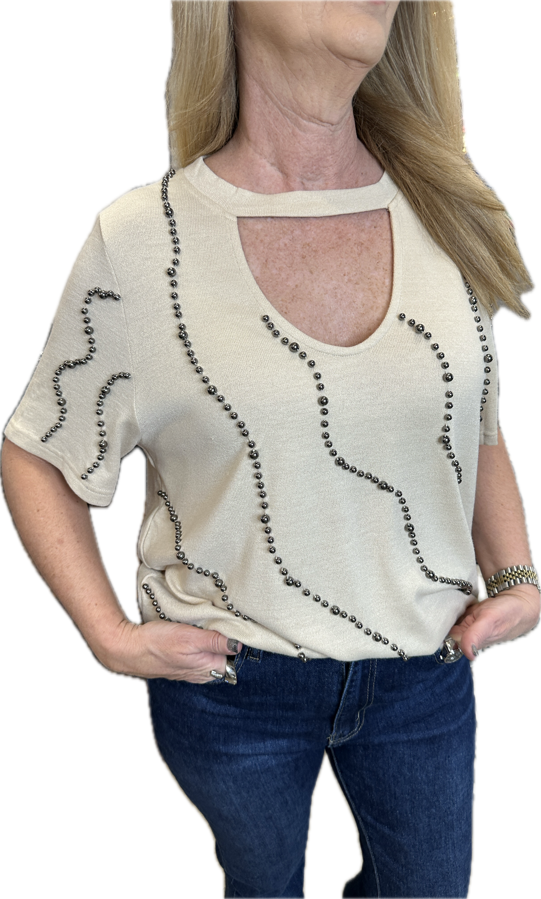 Vocal Keyhole Beaded Top