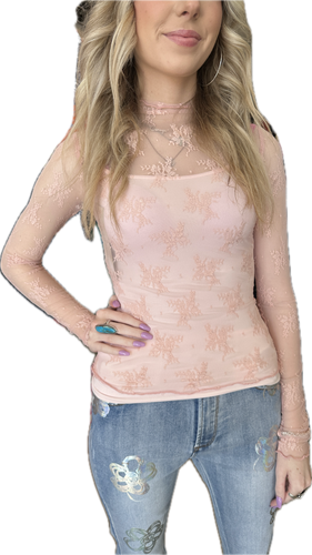 Pink Floral Lace Top