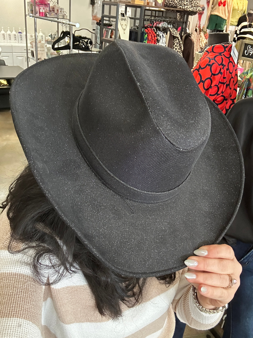 Western Hat Shimmer Black