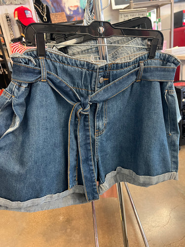 Paper Bag Waisted Denim Shorts