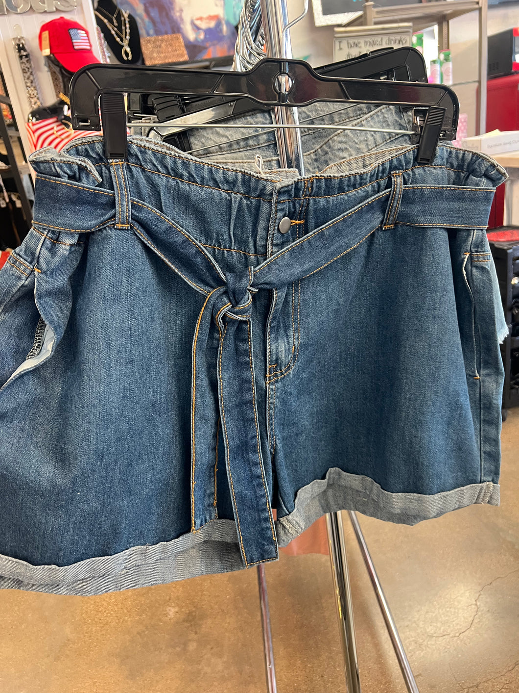 Paper Bag Waisted Denim Shorts