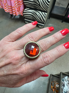 French Kande Ring Red Crystal