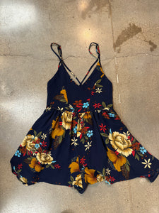 Navy floral romper