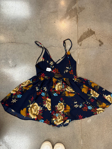 Navy floral romper