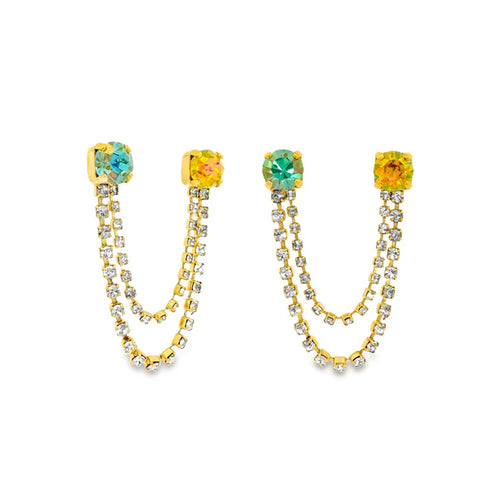 Tova Prima Double Earring Blue Yellow/ Gold