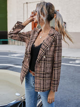 Load image into Gallery viewer, Full Size Plaid Lapel Collar Blazer