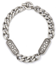 Load image into Gallery viewer, FRENCH KANDE SILVER BEVEL CHAIN WITH TWIN LILLE MEDALLIONS