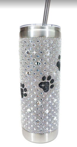 Jacqueline Kent Silver AB with Black Paws Tumbler