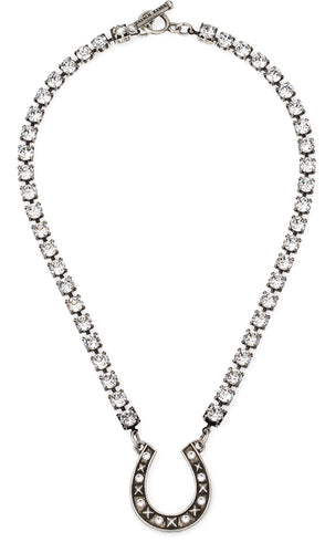 French Kande Swarovski Cupchain with Swarovski Horseshoe Pendent Necklace