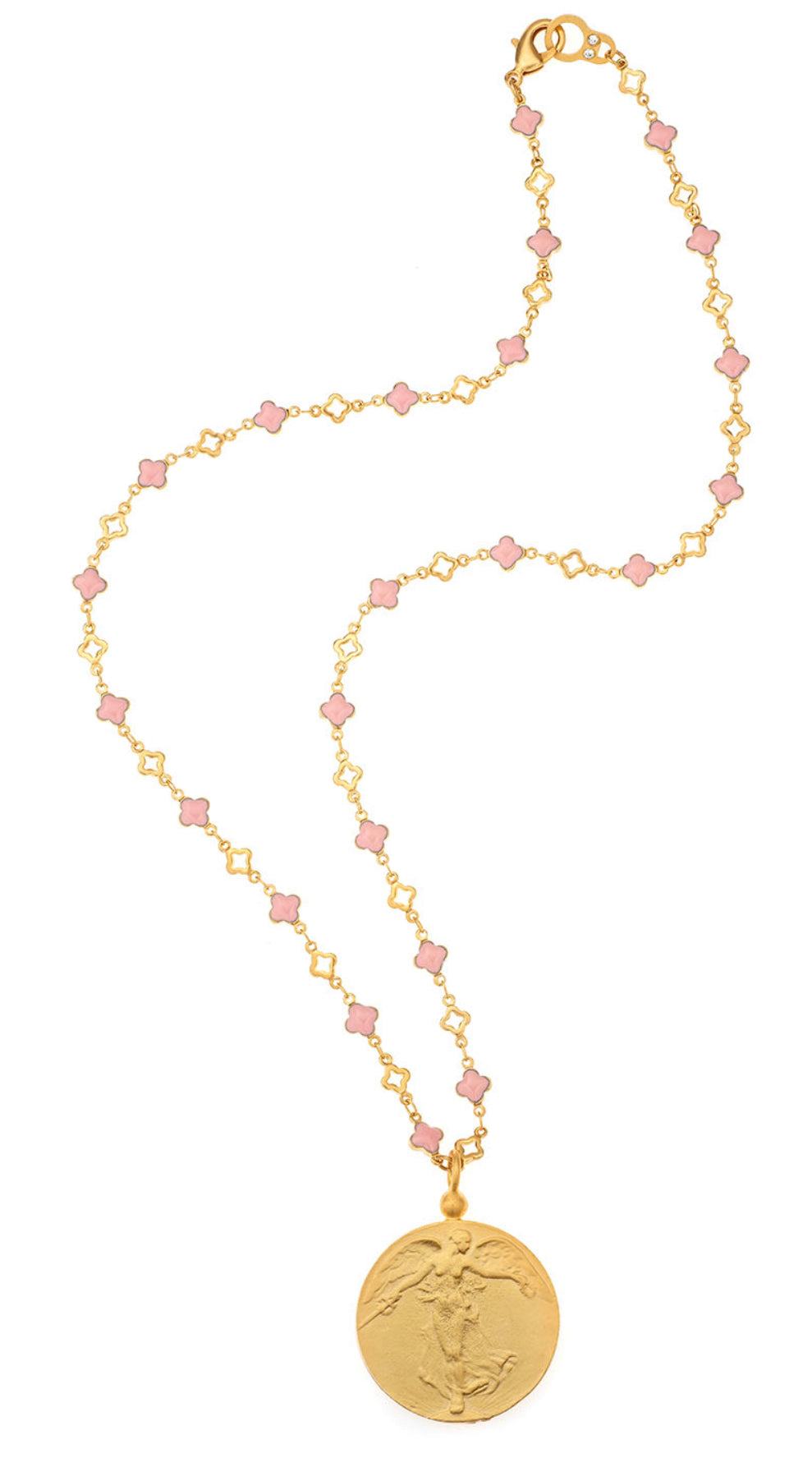 French Kande BLUSH QUATREFOIL CHAIN WITH L’ANGE MEDALLION