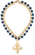 Load image into Gallery viewer, French Kande Double Strand Blue Apatite and Brittany Chain with Grande Fleur Pendant