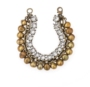 Triple Strand Baroque Pearl, Honfleur Chain and Austrian Crystal Bracelet