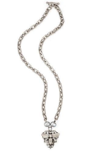 French Kande Honfleur Chain with Filigree Miel Pendant and Pearl