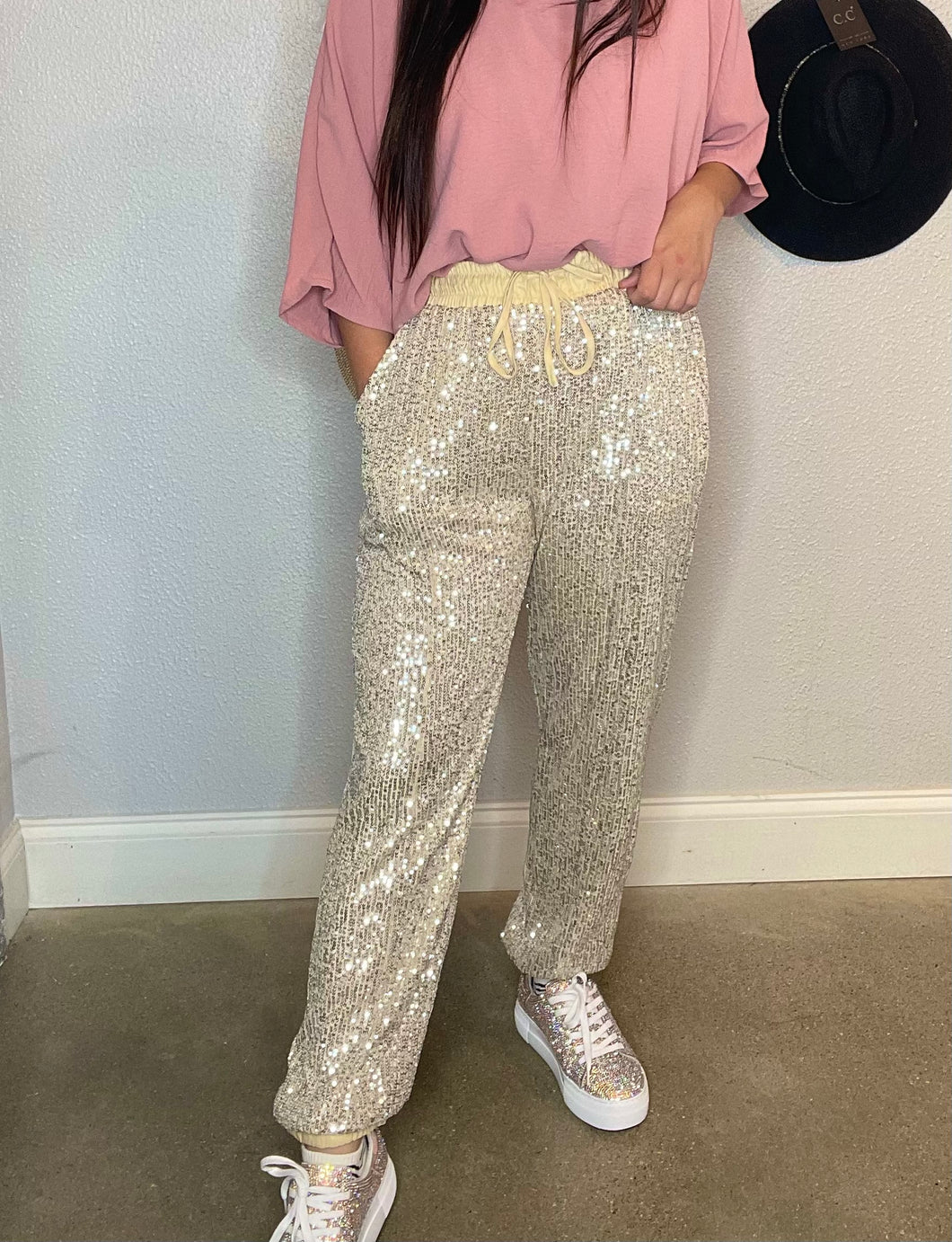 Champagne Sequins Joggers