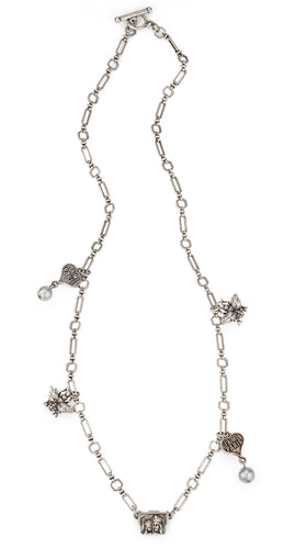 French Kande Toulouse Chain with Coeur, FK Bee and Saint Anne Pendants