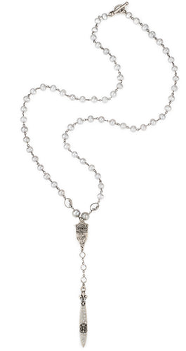 French Kande Silver Pearls with Austrian Crystal, Paris and Pointu Pendant