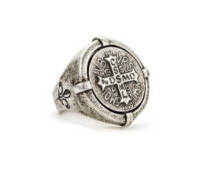 French Kande Signet Ring with Mini Saint Benedict Medallion