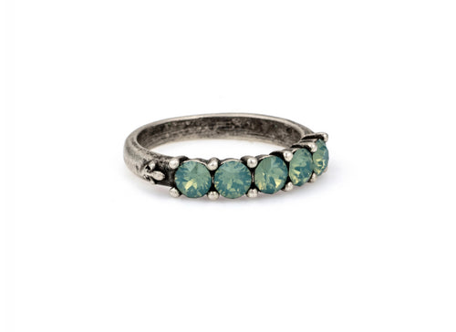 French Kande Cinq Pacific Opal Austrian Crystal Ring