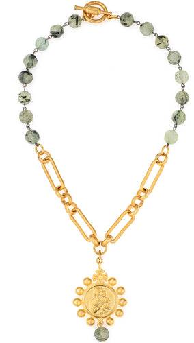 French Kande Chablis Chain and Prehinite with Crowning Mary Medallion