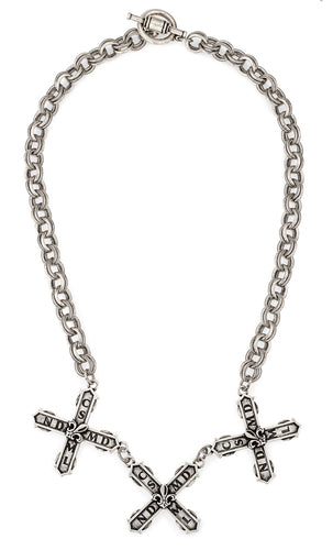 French Kande Silver Provence Chain with Triple French Kiss Pendents