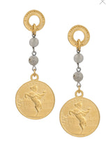 Load image into Gallery viewer, French Kande Annecy Labradorite Earrings with Choice of Medallion