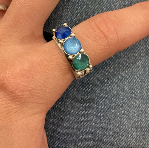 Triple Blue Stack Ring