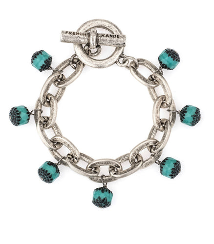 French Kande Lourdes Chain with Turquoise Crystal Dangles