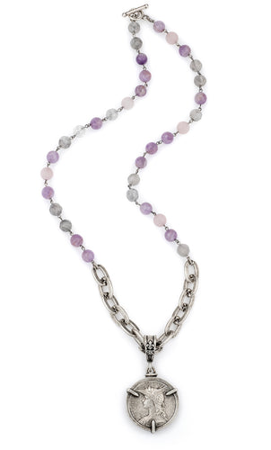 French Kande Lavender Mix and Lourdes Chain with 3-Prong Ministry Medallion