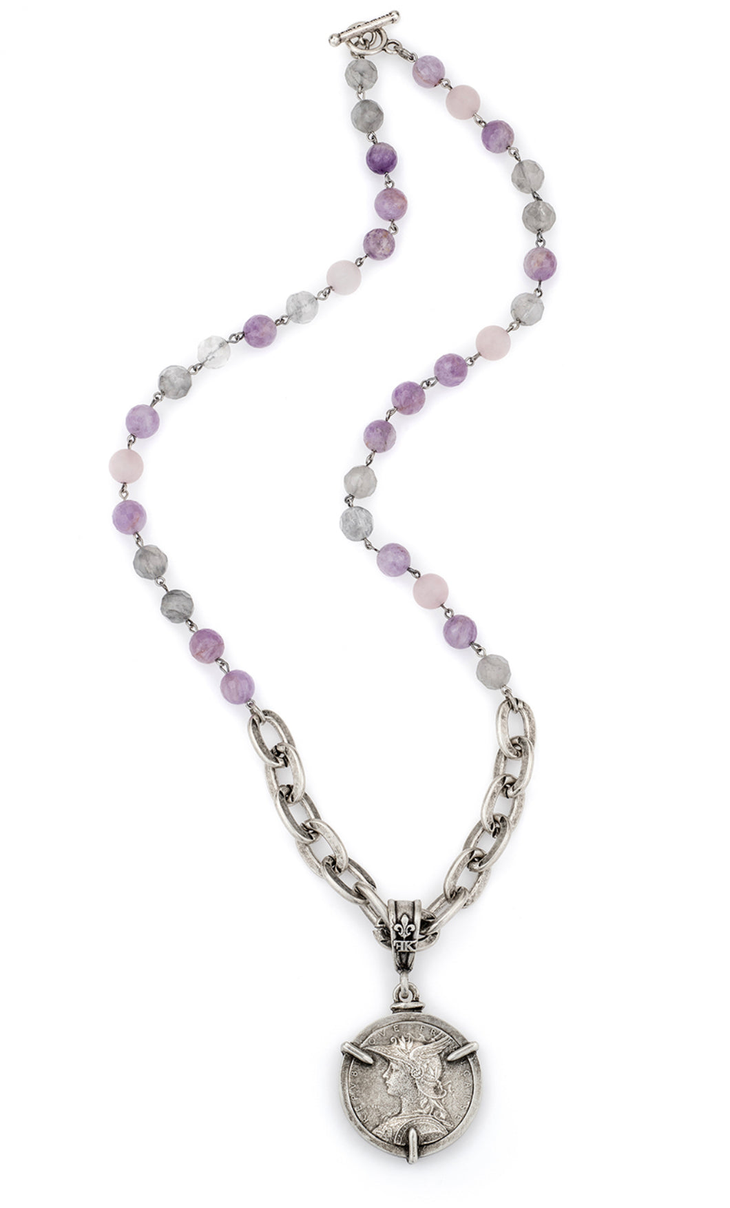 French Kande Lavender Mix and Lourdes Chain with 3-Prong Ministry Medallion