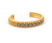 Load image into Gallery viewer, French Kande Light Grey Opal Austrian Crystal Bangle, Gold