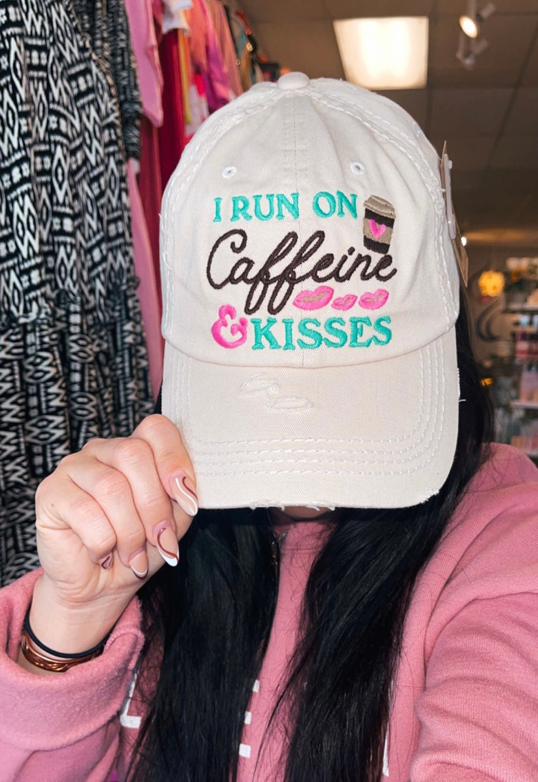 Run on Caffeine and Kisses Cap