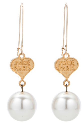 French Kande Petite Couer and Pearl Earrings